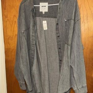 Gray Denim Button-Up Shirt